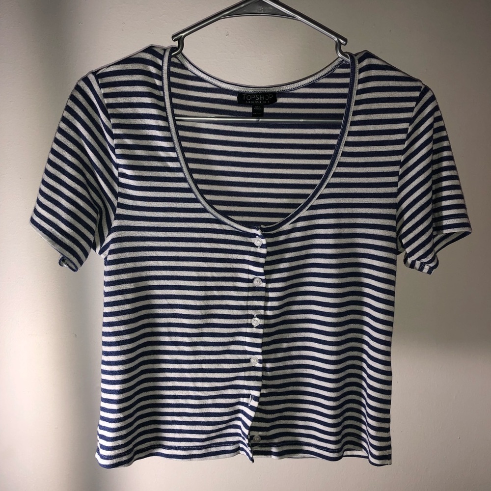 Topshop striped button up tee